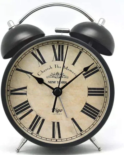 Miniatura 10 de Maxspace Reloj de mesa de metal dorado, retro vintage sin tictac, pequeño reloj despertador, funciona con pilas, movimiento de cuarzo silencioso