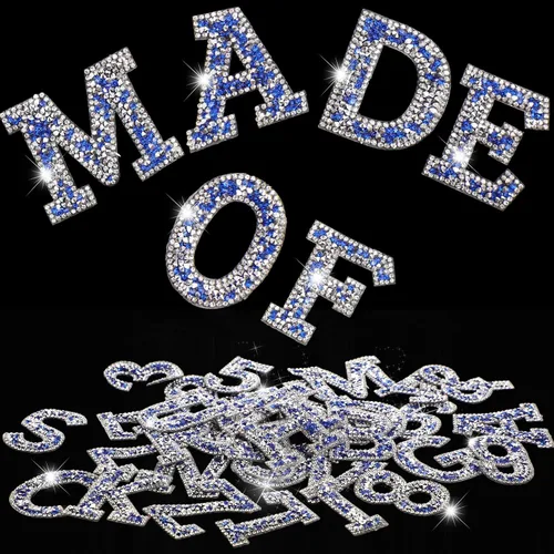 Miniatura 13 de WILLBOND - 37 piezas de calcomanías de letras con strass grandes, alfabeto de purpurina, número de cristal, calcomanías brillantes autoadhesivas