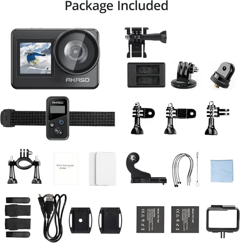 Miniatura 9 de AKASO Brave 7 4K30FPS 20MP Cámara de acción WiFi con pantalla táctil EIS IPX8 33FT Cámara impermeable con 23.6 in Selfie Stick Trípode Paquete