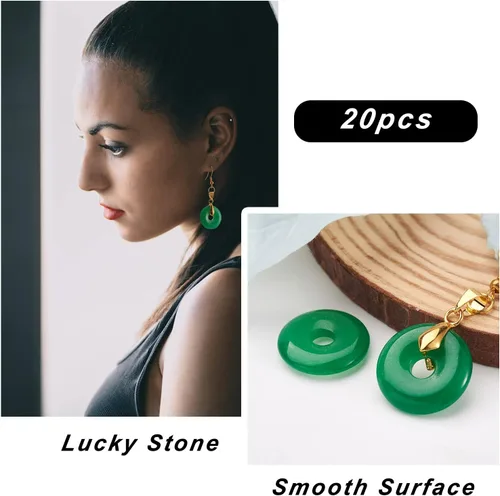 Miniatura 4 de FASHEWELRY 10 colgantes de piedras preciosas de disco de jade natural de 0.945-0.984 in, agujero grande curativo chakra, piedra pulida, abalorios