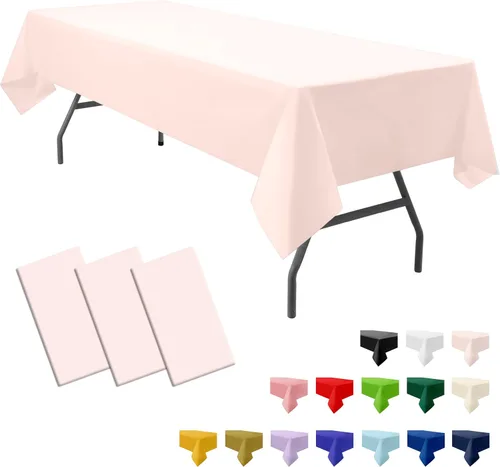 Miniatura 11 de Paquete de 3 manteles de plástico premium negros desechables de 54 x 108 pulgadas. Mantel rectangular desechable para mesas de fiesta