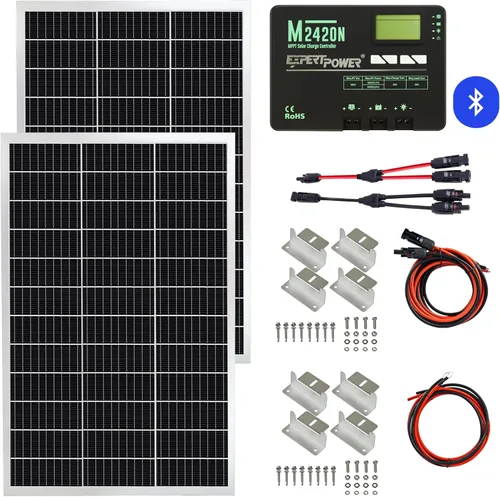Miniatura 11 de ExpertPower Kit de panel solar Panel solar mono de 200 vatios de 12 voltios + controlador de carga solar MPPT 30A 12V/24V, para RV, marina