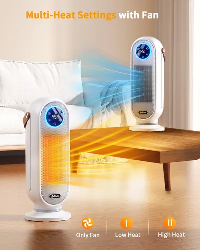 Miniatura 7 de Calentadores de espacio para uso en interiores, calentador eléctrico portátil de 16 pulgadas para oficina, calentador de espacio de calentamiento