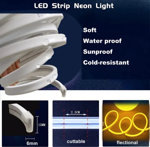 Miniatura 3 de dobestyou - Tira de luces LED de neón naranja - 16.4 pies (5 m) 12 V CC, 600 LED SMD2835, impermeable, flexible, luz de cuerda para decoración