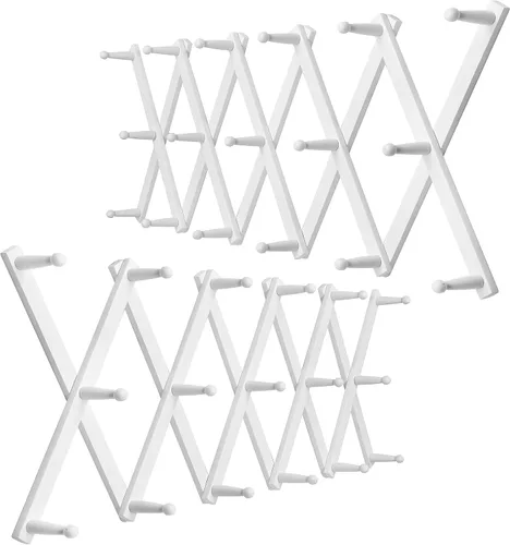 Miniatura 34 de WEBI Acordeón para colgar en la pared, percha de pared para sombreros, acordeón, expandible, de madera, montado en la pared, estante de gancho