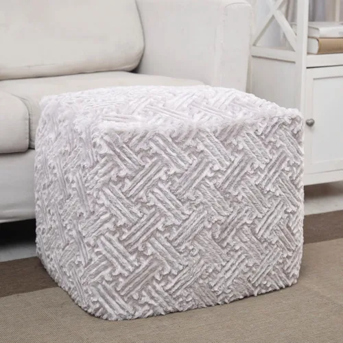 Miniatura 14 de DaDalogy Bedding - Funda para puf otomano de piel sintética [sin relleno] – Rosa Coral Baby Peach Geométrico brillante, suave y acogedor