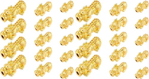 Miniatura 7 de BENECREAT 18 cuentas espaciadoras chapadas en oro de 24 quilates, 3D de metal chino Fengshui cuentas de la suerte para collares, pulseras, llaveros