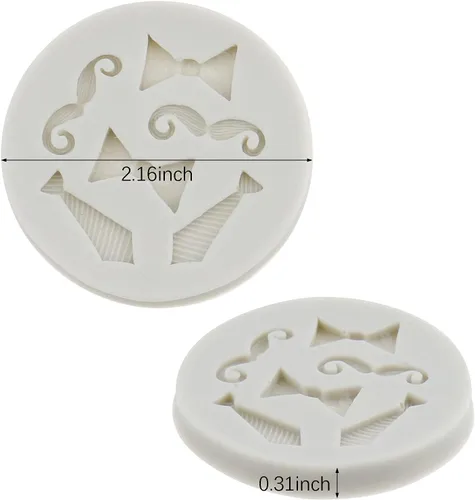 Miniatura 2 de Luckycivia - Juego de 4 pajaritas para barba, molde de fondant de chocolate con caramelo, molde de silicona para pastel (gris)