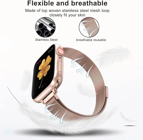 Miniatura 4 de Correa de repuesto CTYBB para Apple Watch Series SE 7, 6, 5, 4, 3, 2, 1, medidas 1.49, 1.57, 1.61, 1.65, 1.73 y 1.77 pulgadas, acero inoxidable