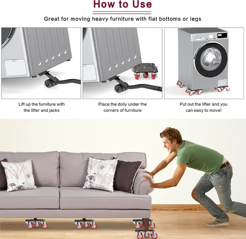 Miniatura 4 de Carrito de muebles resistente con 5 ruedas, capacidad de carga de 3300 libras para un fácil movimiento y almacenamiento, juego de herramientas