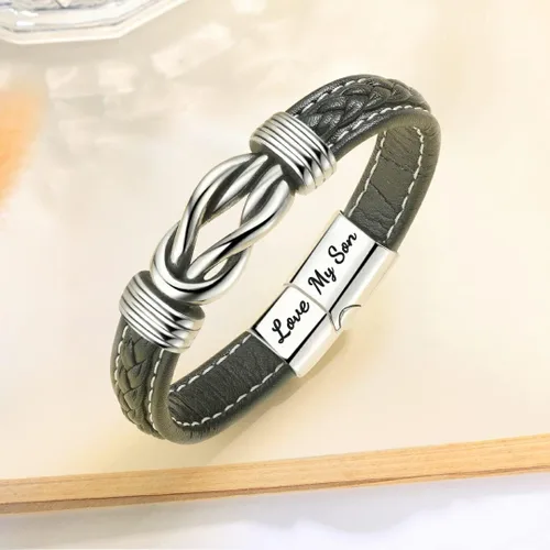Miniatura 8 de Pulseras de cuero trenzado para hombre, pulsera de cuero para hombre con cierre magnético de acero inoxidable, pulsera de Navidad, graduación