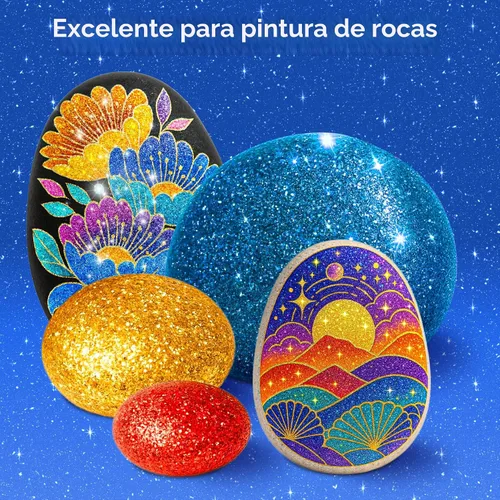 Miniatura 8 de ARTISTRO 24 bolígrafos de pintura de doble punta con purpurina brillante, marcadores deslumbrantes con tinta acrílica para piedra, cerámica, madera