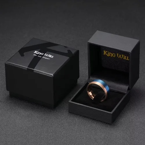 Miniatura 133 de King Will Anillo de boda de carburo de tungsteno para hombre con diseño de ranura, 6/7/0.315 in de ancho, acabado cepillado/pulido para hombre