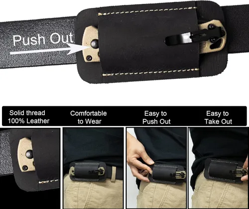 Miniatura 4 de Topstache Funda para Cuchillo, Funda de Cuchillo Hecha a Mano, Funda de Cuero de Transporte Horizontal para Cinturón, Organizador de Bolsillo EDC