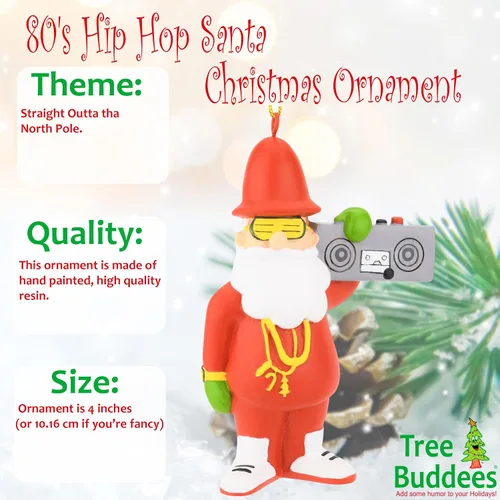 Miniatura 2 de Tree Buddees Adornos de Navidad retro de los 80 Hip Hop de Santa
