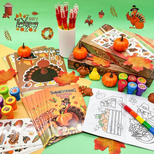 Miniatura 4 de Cinrobiye 72 piezas de regalos de fiesta del día de Acción de Gracias, regalos de intercambio escolar de otoño, libros para colorear de Acción