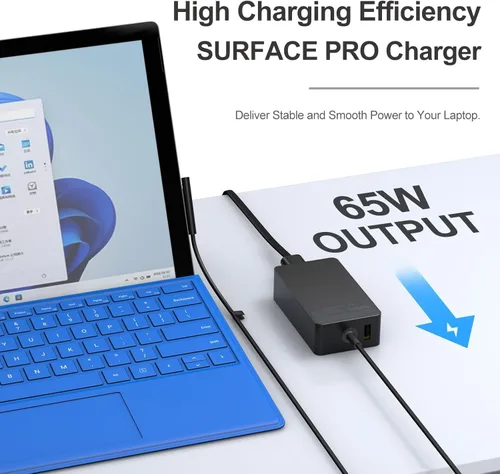 Miniatura 2 de Cargador para laptop Surface Pro de 65 W, para Microsoft Surface Pro Charger Windows Surface Laptop 6, 5, 4, 3, 2, 1, para Microsoft Surface Pro10