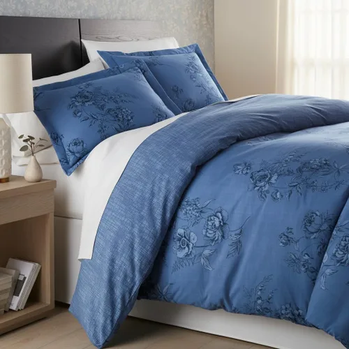 Miniatura 40 de Southshore Fine Living, Inc. Juego de edredón costero individual XL, edredón de plumón alternativo a rayas azules, tamaño individual XL con funda
