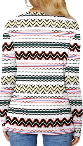Miniatura 3 de BISHUIGE Camisetas de manga larga con botones para mujer, túnica Henley con cuello en V, sudadera casual