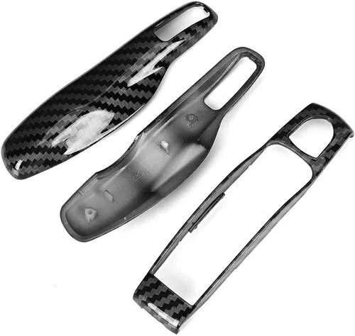 Miniatura 4 de Funda de fibra de carbono, metal remoto, borde de llave remota, funda para llave de automóvil, 3 piezas, juego de funda de fibra de carbono