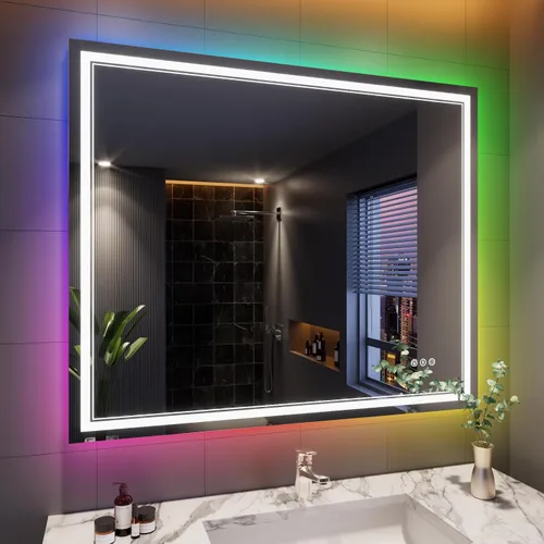 Miniatura 11 de Espejo de baño LED de 72 x 36 pulgadas, retroiluminado y frontal iluminado, espejo de tocador grande iluminado con luces, antiniebla, regulable