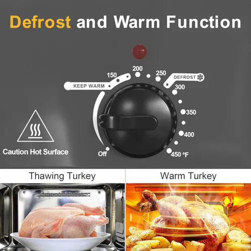 Miniatura 4 de Horno tostador Sunvivi, horno tostador eléctrico con tapa de visualización, tostadores de pavo de 30 libras y 26 cuartos de galón con función única
