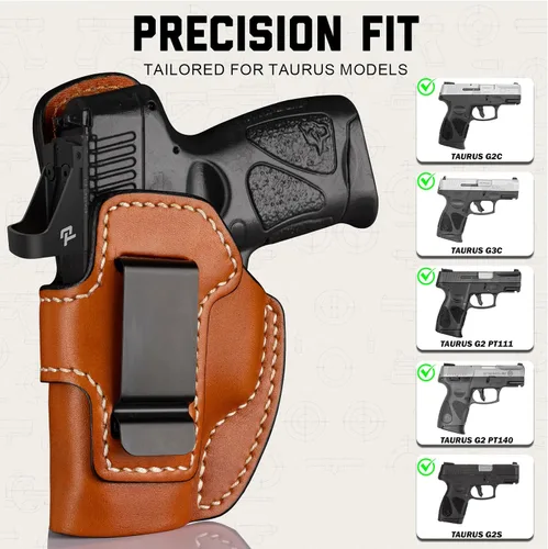 Miniatura 2 de Funda de cuero IWB prémium para Taurus G3C/G2C/G2S/Millennium G2 PT111/PT140, funda de transporte oculta lista para óptica, clip de acero