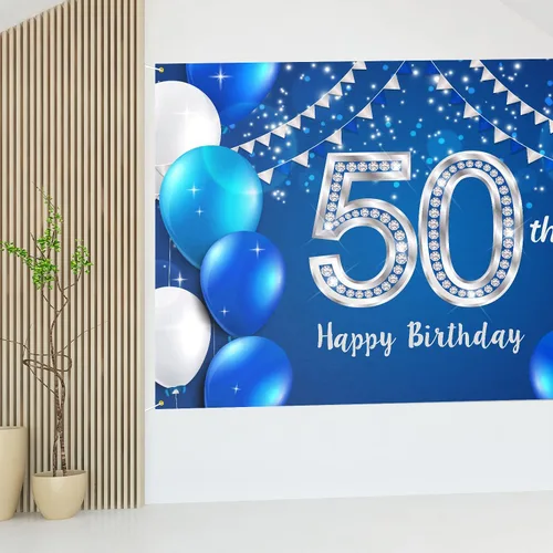 Miniatura 7 de HAMIGAR Fondo de pancarta de feliz cumpleaños 50 de 6 x 4 pies, decoraciones de cumpleaños de 50 años, suministros de fiesta para mujeres y hombres
