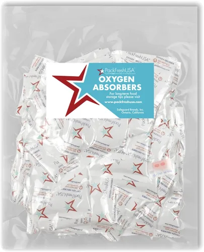PackFreshUSA: Paquete de 50 paquetes de absorción de oxígeno de 500 cc - Conservación de alimentos - Guía de almacenamiento de alimentos a largo