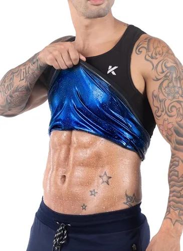 Kewlioo Chaleco para hombre que atrapa el calor, para mejorar el sudor, camisa de traje de sauna, chaleco de compresión, faja moldeadora para
