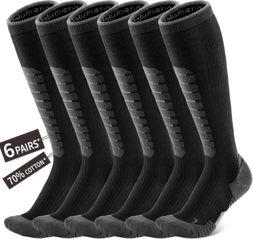 Calcetines de esquí para hombres y mujeres (paquete de 36), calcetines cálidos de invierno por encima de la rodilla, puños antideslizantes para