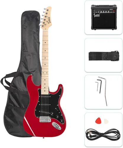 Miniatura 15 de GLARRY Guitarra eléctrica de tamaño completo para principiantes amantes de la música con amplificador de 20 W y paquete de accesorios para guitarra