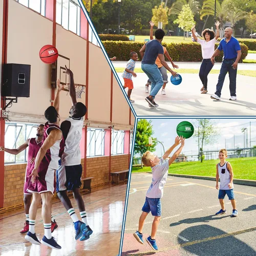 Miniatura 6 de Jenaai 6 Pelotas de Baloncesto de Goma Tamaño Oficial a Granel Pelotas Callejeras Multicolor Pelotas de Baloncesto con Bomba Juego de Baloncesto