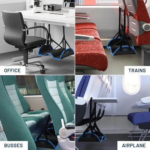 Miniatura 7 de Everlasting Comfort Funda de asiento tipo hamaca para avión - Reposapiés de espuma viscoelástica para viajes en avión - Reposapiés portátil