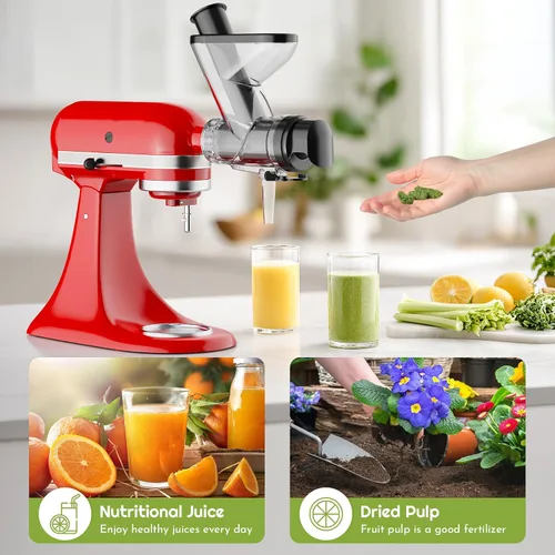 Miniatura 7 de Accesorio de exprimidor masticador para batidora de pie KitchenAid, exprimidor de prensado en frío para accesorios de batidora KitchenAid con tolva