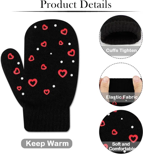 Miniatura 17 de ONESING 5 pares de guantes de invierno negros para bebés y niñas - Guantes cálidos para recién nacidos