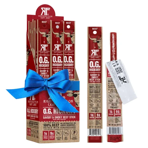 Miniatura 11 de Paquete de variedad de palitos de res Righteous Felon Snack saludable para adultos Sin gluten y ceto Bajo en azúcar y alto en proteínas