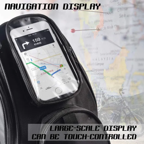 Miniatura 5 de KATUR Bolsa para tanque de combustible de gasolina para motocicleta, tela Oxford impermeable con fuerte bolsa magnética compatible con Harley Honda