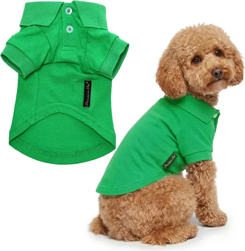 Miniatura 47 de Parisian Pet Polo para perro – Camisa de algodón transpirable en amarillo sólido – Ropa de verano tipo pullover con cuello abotonado para perros