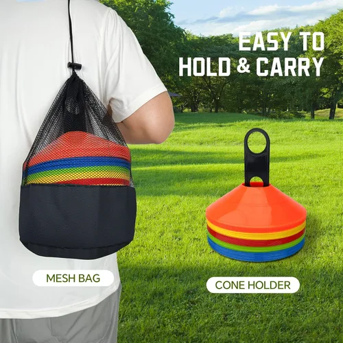 Miniatura 4 de BIRDDIE Conos de entrenamiento de fútbol, conos deportivos de fútbol, marcador de campo de entrenamiento, conos de agilidad con bolsa de transporte