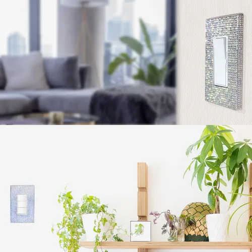 Miniatura 4 de NEU Decoración sin tornillos, con diamantes de imitación brillantes, cubierta de salida de 1 banda para interruptor de luz, sensor, GFCI