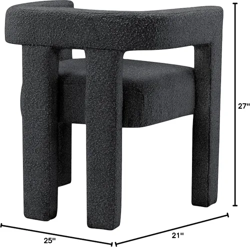 Miniatura 3 de Meridian Furniture Colección Athena Moderna Contemporánea Silla de Acento Comedor Tapizada en Tela Boucle, 25" An x 21" Pr x 27" Al, Negro