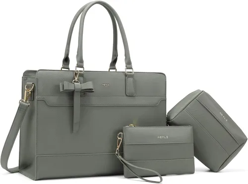 Miniatura 7 de Keyli 3 unids bolsa para laptop para mujer, 15.6 pulgadas, cuero trabajo, trabajo, oficina, oficina, maletín de hombro