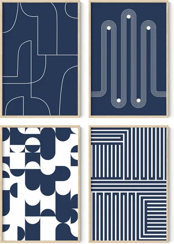 Miniatura 90 de HAUS AND HUES Arte abstracto para pared en blanco y negro, juego de 4 pósteres minimalistas en blanco y negro para paredes, pósteres estéticos Juego