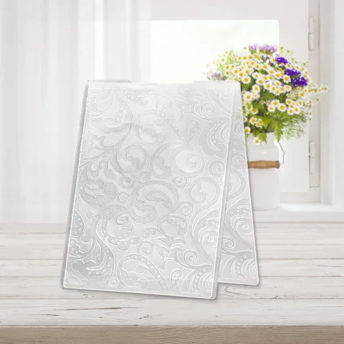 Miniatura 2 de Hying Carpeta de estampado de fondo con textura 3D con estampado de flores, plantilla de carpeta de plástico para hacer tarjetas, álbumes