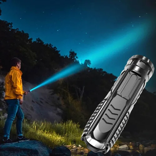Miniatura 7 de 2 unids LED recargable USB de largo alcance mini portátil hogar resistente linterna iluminación LED linternas de alto brillo ajustable luz de flash