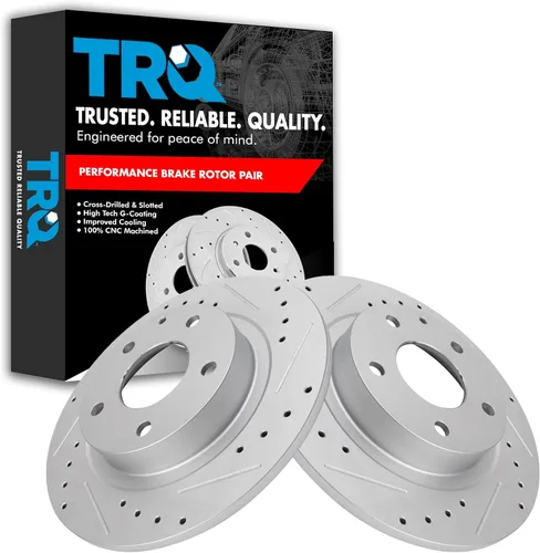 TRQ Juego de rotores de freno de rendimiento trasero con revestimiento G premium compatible con Mazda 6 2014-2021