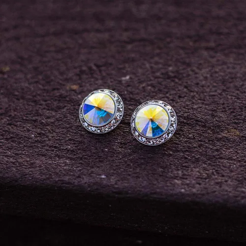 Miniatura 4 de PammyJ Aurora Borealis - Pendientes redondos de cristal (0.591 in), Cristal