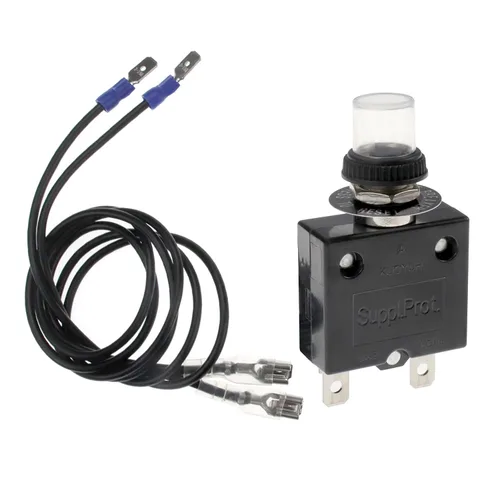 Miniatura 2 de 2 piezas de disyuntor térmico de 3 A, disyuntor de protector térmico de sobrecarga con botón de reinicio manual 32V DC 125/250V AC 3A con cables