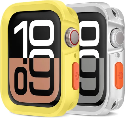 Miniatura 30 de Amizee Paquete de 2 fundas resistentes compatibles con Apple Watch Series 9/8/7 de 1.772 pulgadas, SE 3/2/1 Series 6/5/4 de 1.732 pulgadas, TPU
